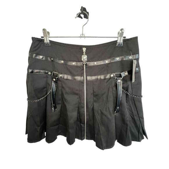 NWT Body Rage Black Punk/Emo Front Zip Mini Shirt With Skull Zipper - Picture 1 of 6